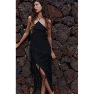 ZARA FRINGED RIBBED TOP/DRESS 0085/028 Size L NEW